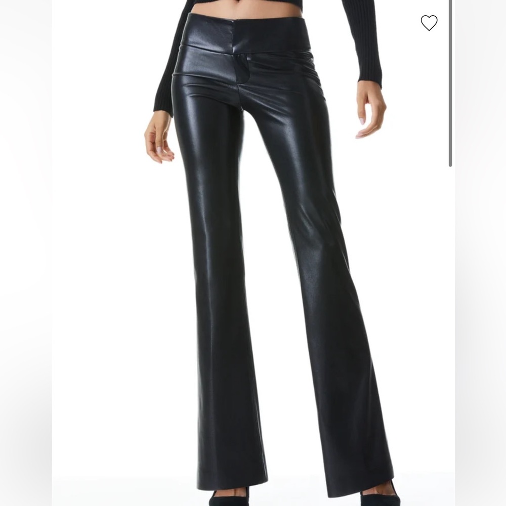 ALICE AND OLIVIA VEGAN LEATHER BOOTCUT PANT